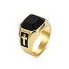 Vintage Street Style Black Onyx Cross Ring for Men, Unique High-end Accessory