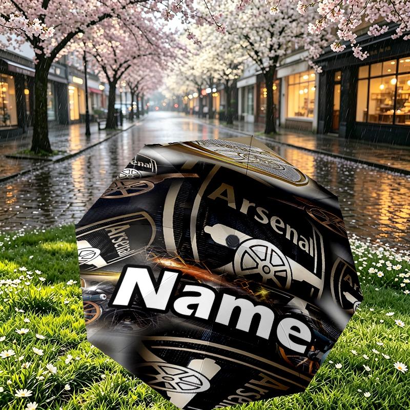 Custom Name Personalized football team Print Umbrella, Auto Open Close, 8‑Rib Sturdy Frame, Commute Camping Hiking Use, Birthday Gift