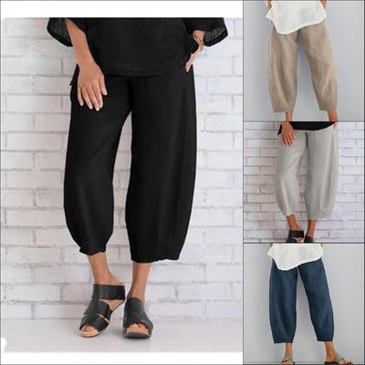 Neue minimalistische Damen-Freizeithose mit weitem Bein und einfarbiger Hose im Casual-Stil aus Baumwolle für Frühling und Sommer