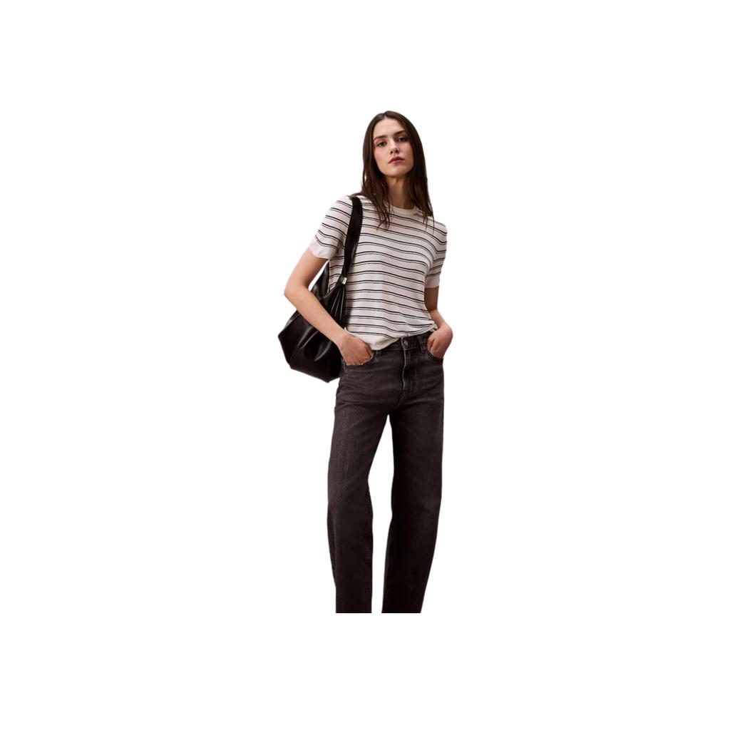 Calvin Klein Casual Comfortable Striped Short Sleeve Sweater Women Sweater 44C344G-YAS