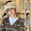 Thoughtful Gift for Besties Winter Visor Cap with Ear Flaps, Plush Beanies Brim, Open Top, Outdoor Sports Headwear Cute Cat Ears Warm Ponytail
