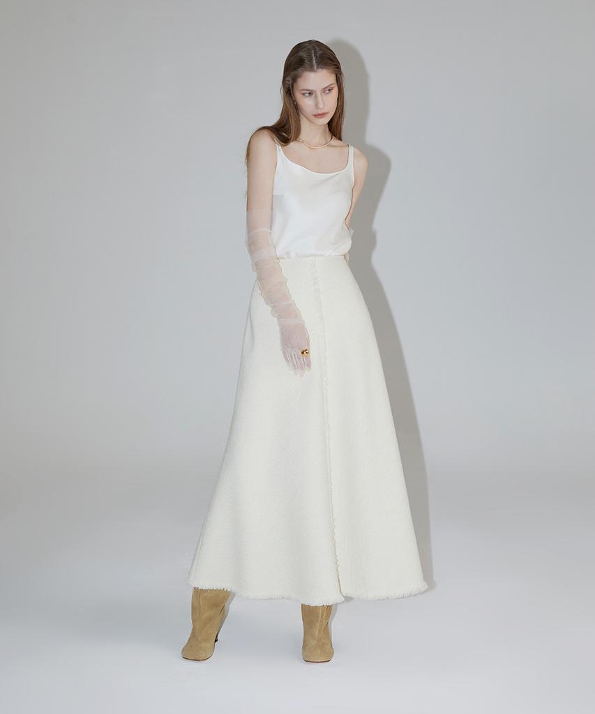 Rene J Sand Tweed Long Skirt
