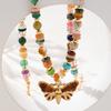 New self-developed new handmade colored stone hanging butterfly pendant necklace light luxury