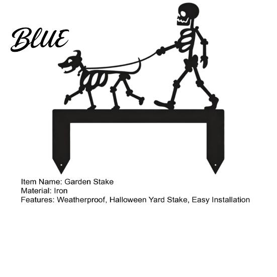 Easy Install Garden Stake Skeleton Dog Stake Black Walking Metal Decoration Stable for Lawn Funny Halloween Yard Art Outdoor Decoration
