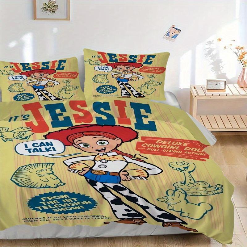 3pcs Toy Story Jessie Cowgirl Printed Bedding Set, Soft and Comfortable Quilt Cover for Bedroom, Guest Room (1 Duvet Cover + 2 Pillowcases, Pillo 135x200cm