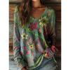 Women's Boho T Shirt Long Sleeve Floral Graphic Plants Vintage Stylish Casual Long Sleeve V Neck Regular Tops
