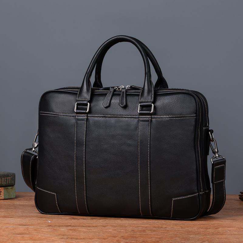 Multi Layer Official Document, Baotou Layer, Tree Height, Vegetable Tanned Cowhide, Retro Casual Briefcase