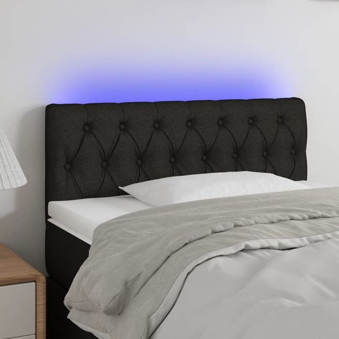 VidaXL LED Headboard Bedroom Furniture Single Bed Accessory Headboard Interior Black 90x7x78/88 3121932