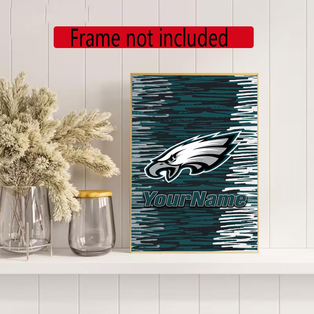 Philadelphia Eagles Personalized Text Diamond Painting Round Diamond Mosaic Rhinestones Diamond Embroidery Craft Kit Wall Decor Without Frame