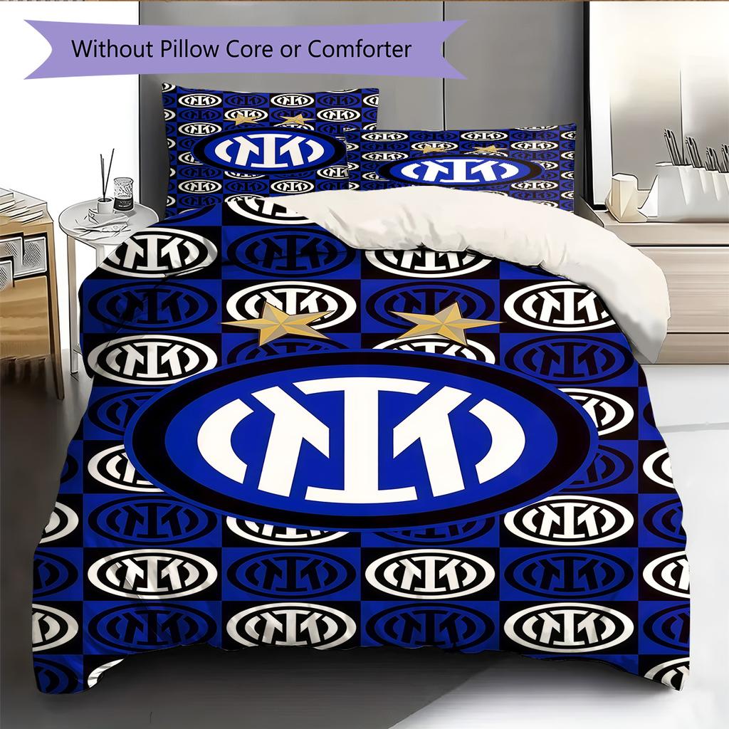 Inter Milan logo  Pattern Bedding Quilt Set Quilt Cover Pillowcase Home Decoration Birthday Gift (1 * duvet cover + 2 * pillowcase, without core)