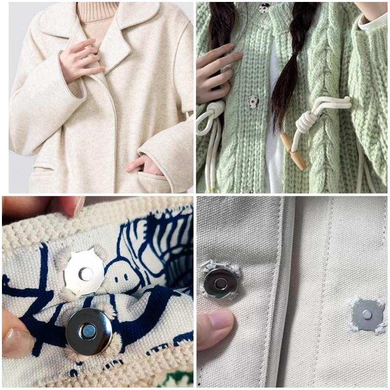 10 Sets Magnetic Snap Button Metal Plum Blossom Sew On Button Clasps Fasteners for Purses Handbag Clothes DIY Accessories