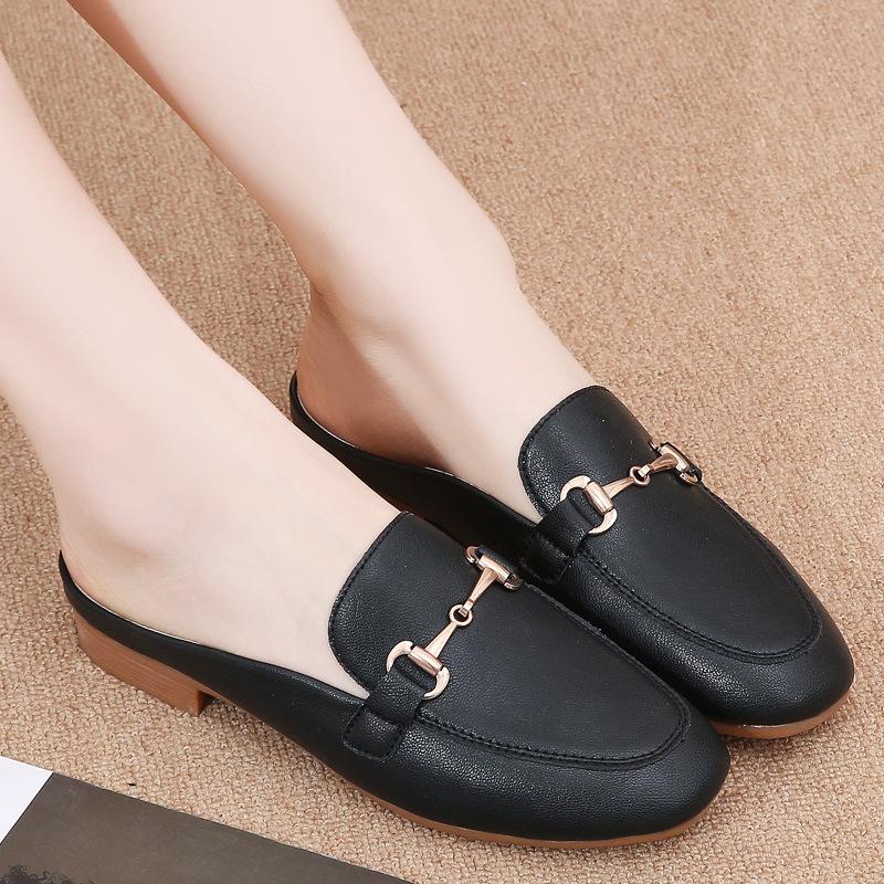 Baotou half slippers flat bottom low heel summer new sandals casual lazy muller
