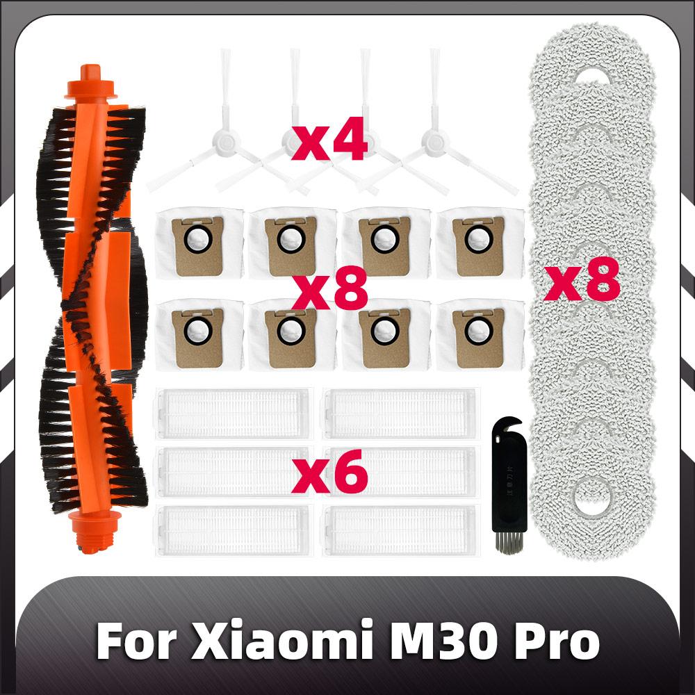 Kompatibilní pro Xiaomi M30 Pro / C107 Robotický vysavač Hlavní kartáč HEPA filtr Mopovací podložka Sáček na prach Náhradní díly Příslušenství