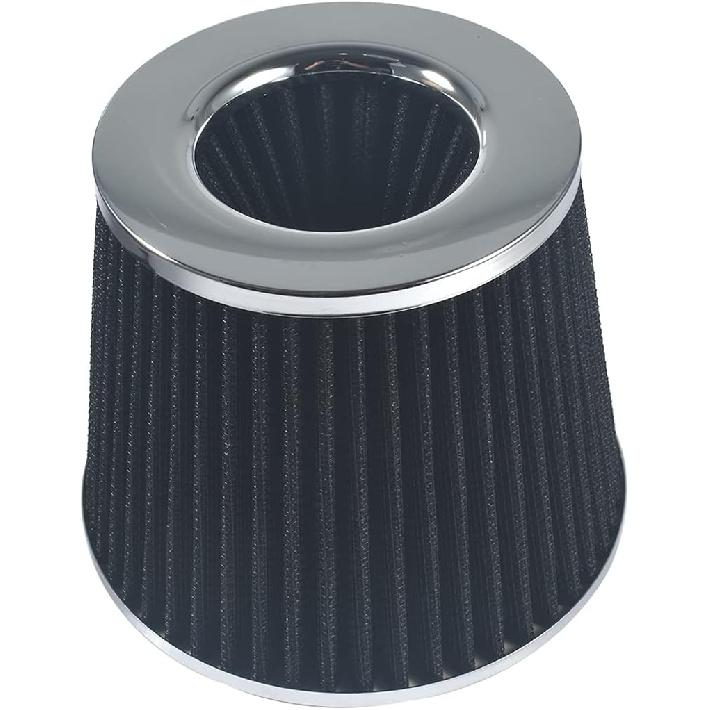 Universal 2.5" 63.5mm High Flow Cold Air Intake Filter Fit for Most Cars Intake Piping - Washable Aluminum Cone Design with Stainless Steel Clamp