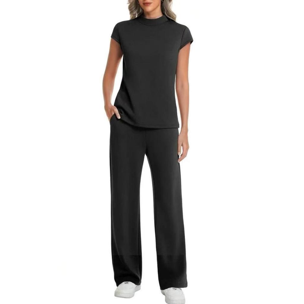 Fashion Women's Round Neck Short Sleeved Pants Fashion Casual Suit