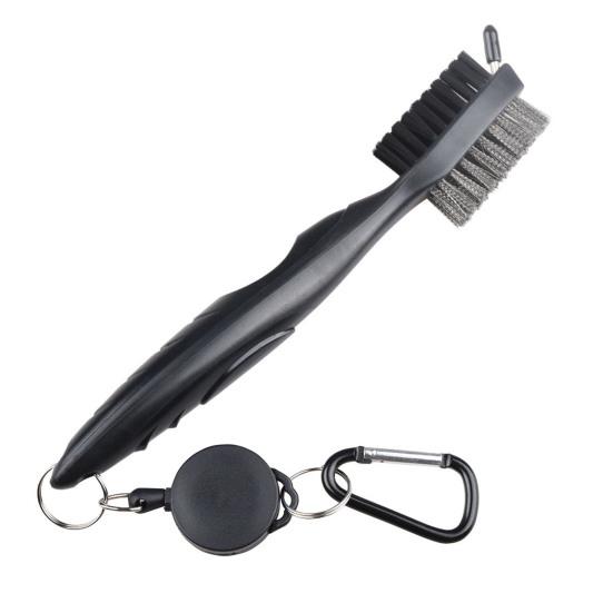 Golf Club Cleaning Brush with Carabiner Nylon Bristles Design Reusable Portable Golf Equipment Brush Cleaning Tool