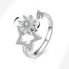 Flower Copper Inlaid Sparkling Rhinestones Rotatable Women's Engagement Ring Anti-stress and Anxiety Relife Spinning Ring
