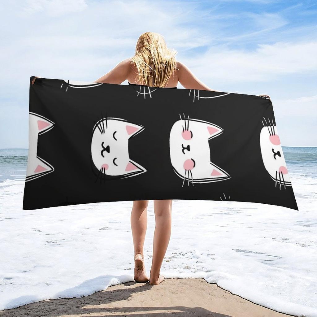 Cute Cat Faces Designed Large Towel Beach Towel Sport Towel, Super Absorbent, Quick-Dry, Sport Towel Bath Towel, Fashionable