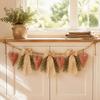 Romantische Huisdecoratie Gestreept Stof Hart Strik Slingerslinger, Jute Touw Vlaggetjes Banner, Boerderij Rustiek Landelijk Stijl Accenten Wanddecoratie