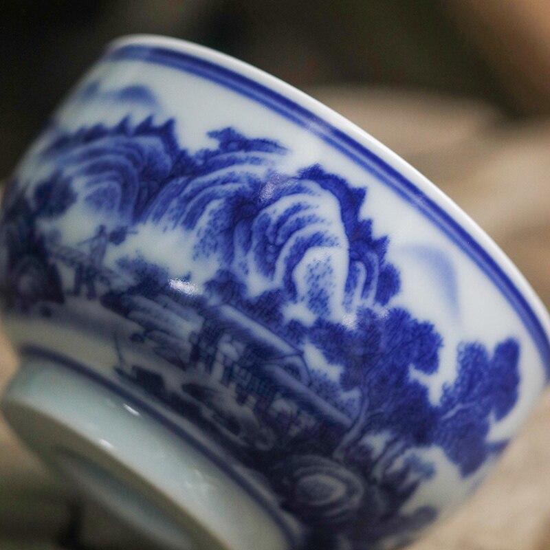 Jingzhen hand painting blue and floral porcelain master cup one cup ceramic teapot cup kung fu tasting cup small cup