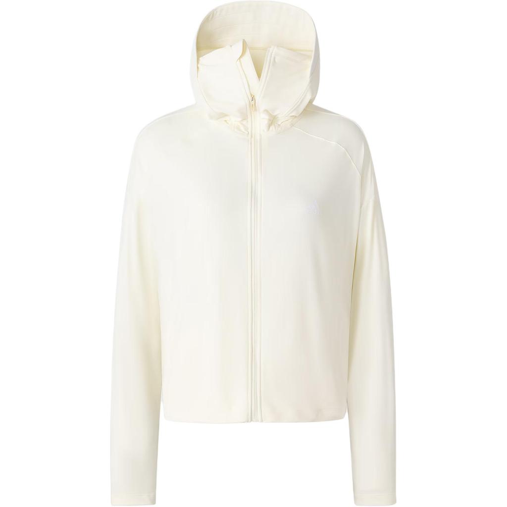 Adidas Knit UPF Jacket Cool Sensation Sun Protection UPF50+ Quick Dry Sports Casual Hooded Jacket Women Jacket Ivory JP1770