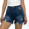 Damen-Jeansshorts in Farbe, Stretch, schmale Passform, Used-Look