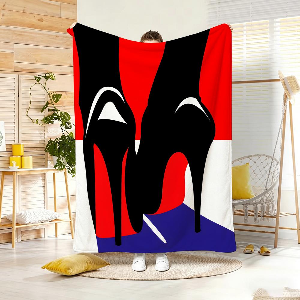 Artistic Pattern RRed Bottom Heels Throw Lightweight G Flannel Blanket Soft Skinfriendly for Summer Cooling