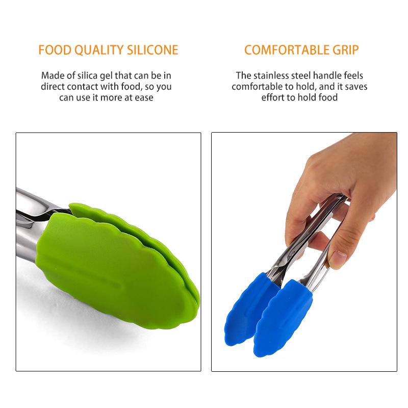 Stainless Steel Silicone Food Tong  Kitchen Tongs Silicone Non-slip Cooking Clip Clamp BBQ Salad Tools Grill Kitchen Accessories