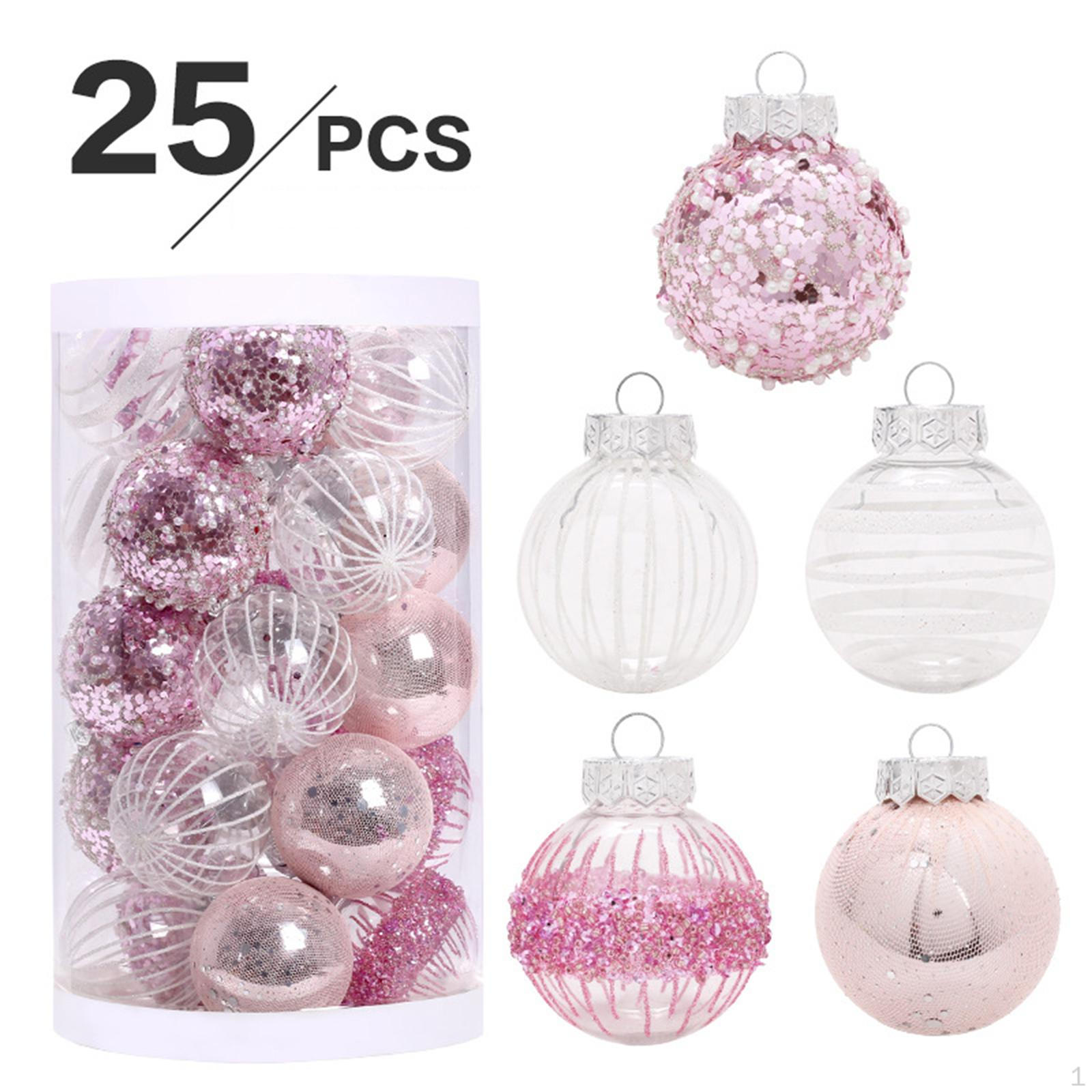 

25 Pieces Christmas Ball Ornaments, Baubles Five Styles Shatterproof Tree Ornaments Balls