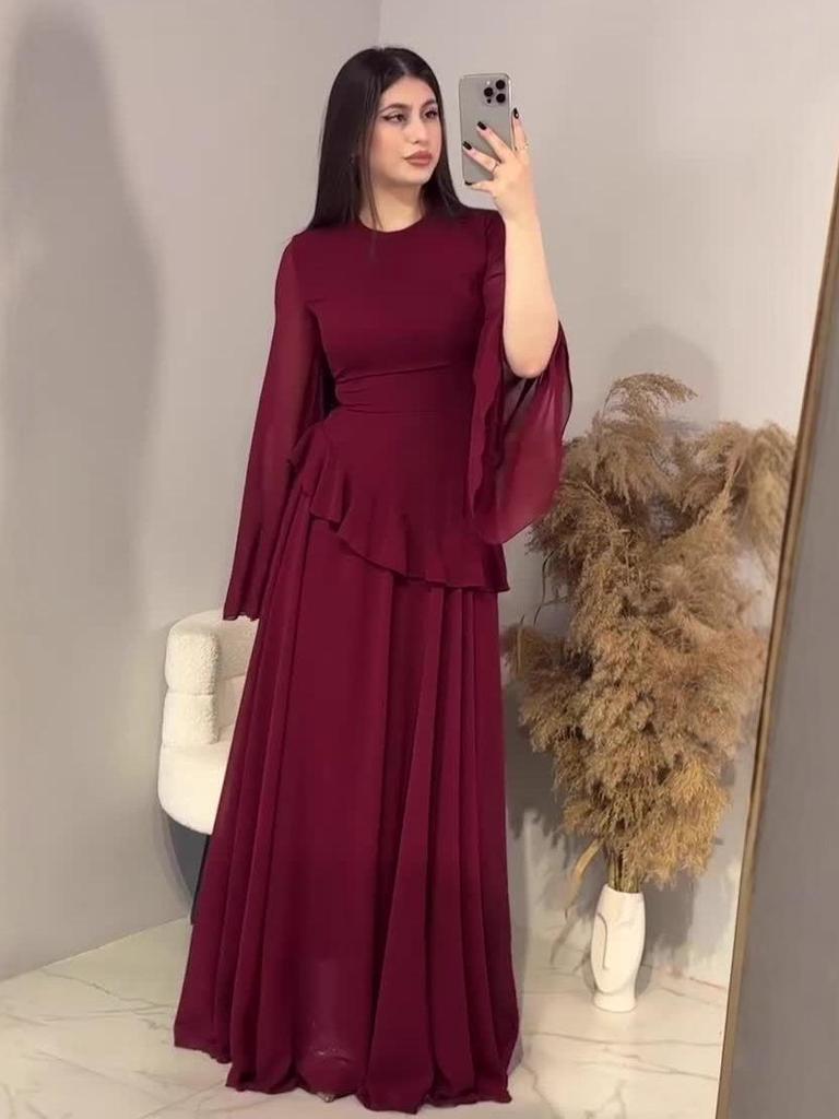 Elegant Women's Long Sleeve Waist-Cinching Summer Dress 2025