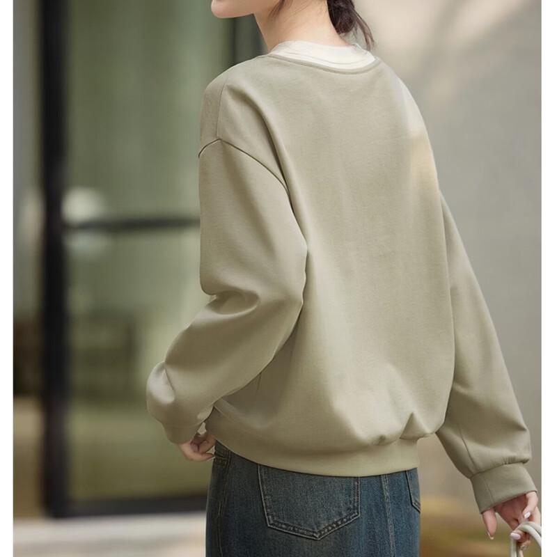 La Chapelle Oversized Crewneck Sweatshirt with Contrast Trim