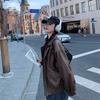 Vintage Brown Leather Jacket Women's Short Coat Autumn Spring Petite Korean Style Loose Leather Blazer Cool Motorcycle Jacket