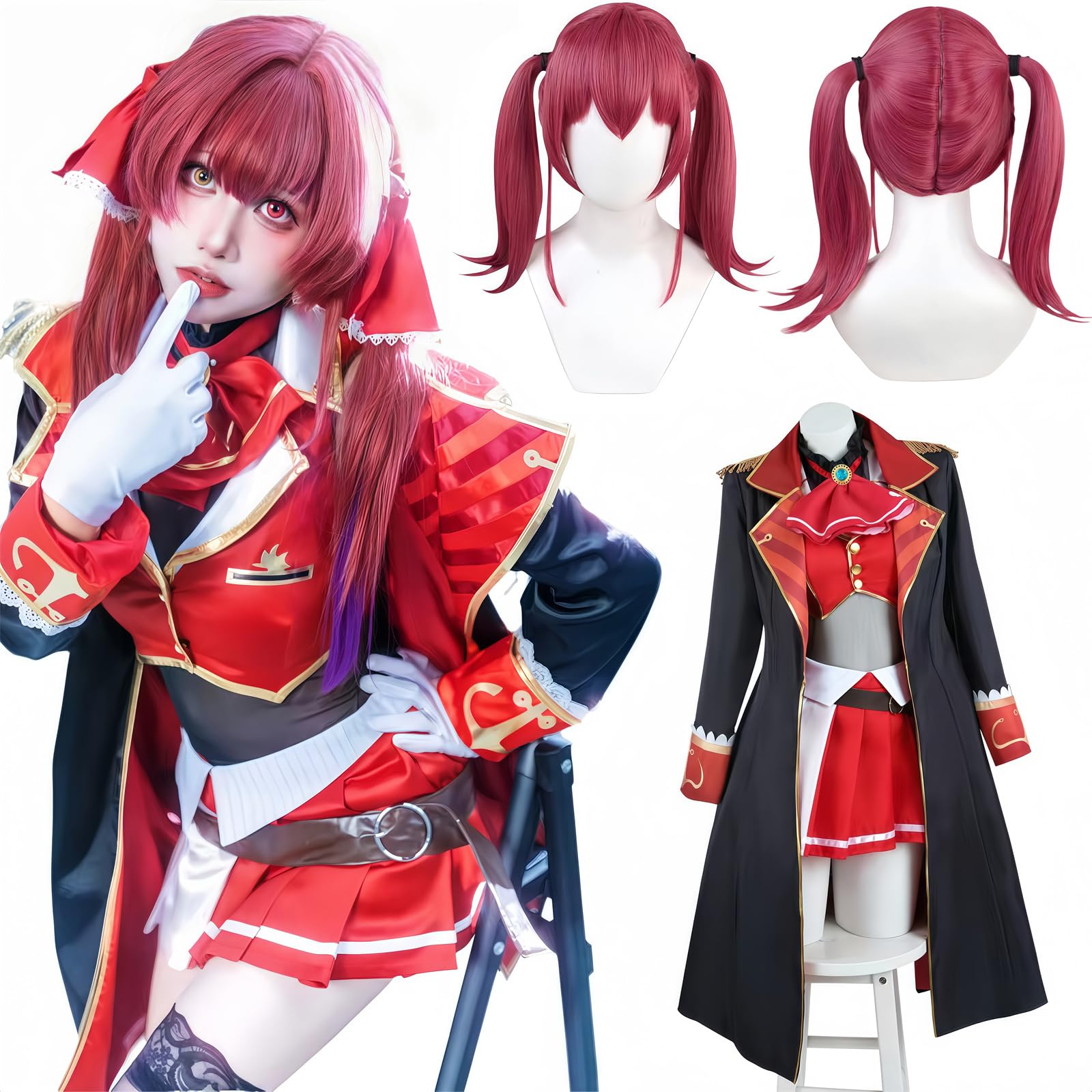 

Косплей VTuber Houshou Marine Косплей VTuber Косплей Капитан Виртуальный Ютубер Косплей VTuber Hololive [NOKIJP] Костюм, Мэрилин, Костюм, (Хосё