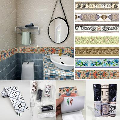 10x240cm PVC wasserdichte Taillenlinie Sockellinie Bodenfliesenaufkleber