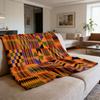 Flannel Kente Blanket African Tribal Ethnic Print Throw Blanket Geometric Colorful Cozy Blanket for Men Women Kids Home Couch Bed Decor