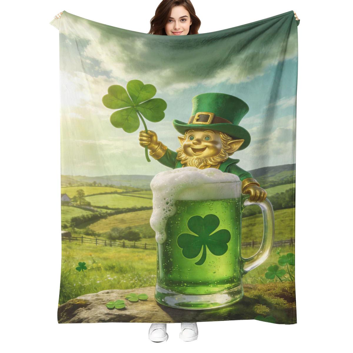 

Special holiday gift St Patricks Day personalized blanket gift creative modern style comfortable texture machine washable 75x100cm (30x40inch)