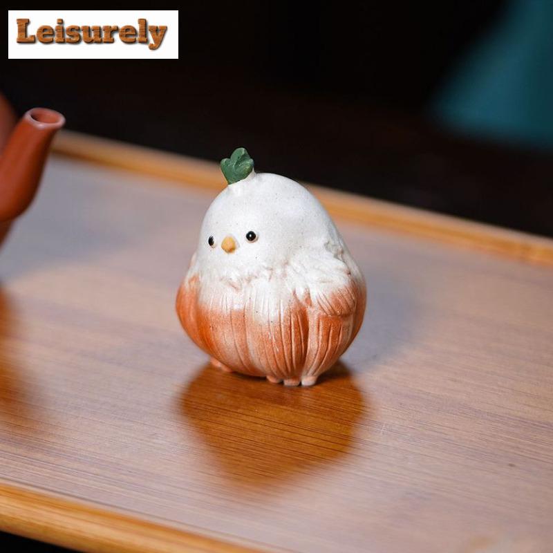 Yixing Zisha Garlic Bird Tea Pet Creative Tea Sculpture Tea Figurine Play Toys Tea Statue Ornaments Can Be Raised Decoration