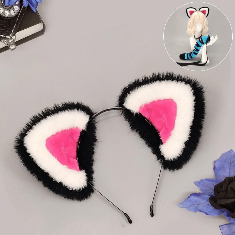Furry Tiger Ears Headband Tail Set Cosplay Kpop Fan Festival Party Animal Costume Accessory