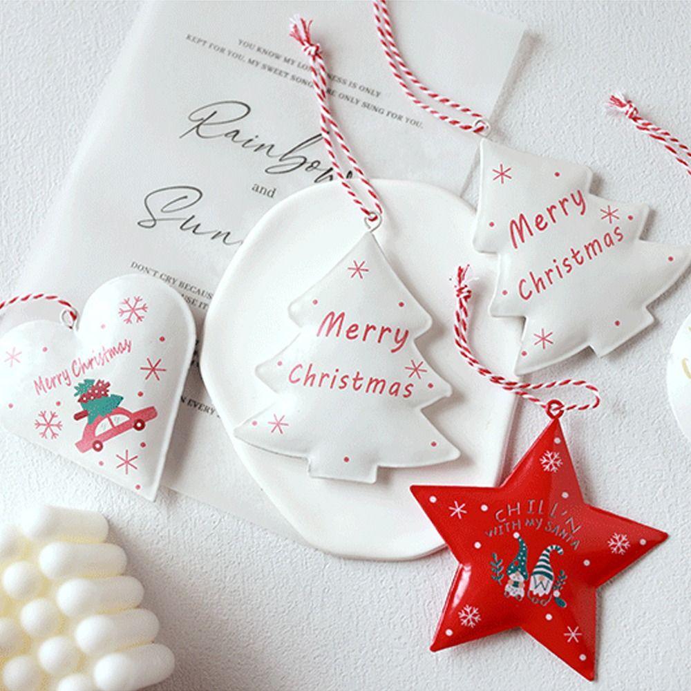 Retro Christmas Tree Pendant Iron Exquisite Love Star Pendant Nordic Style DIY Xmas Tree Hanging Pendant Home Xmas Decoration
