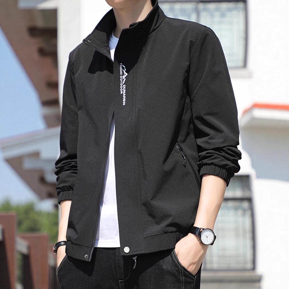 Men's Plus Size Stand-Up Collar Casual Jacket - Spring/Autumn Trend