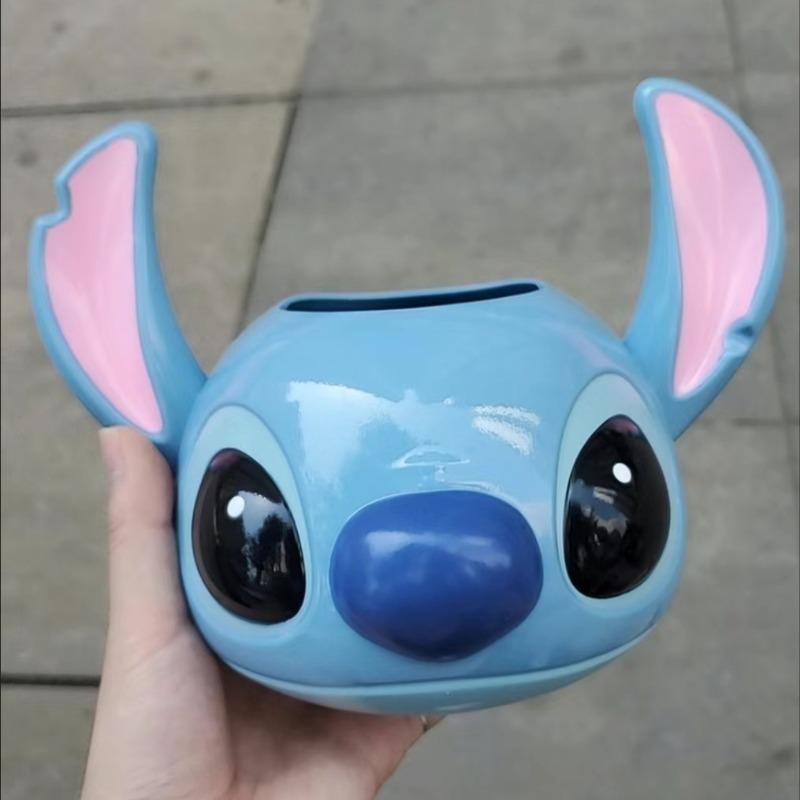 Disney Stitch Pen Holder Kawaii Animation Character Design Cute Student Storage Box Office School Supplies Desktop Decorative Decoration