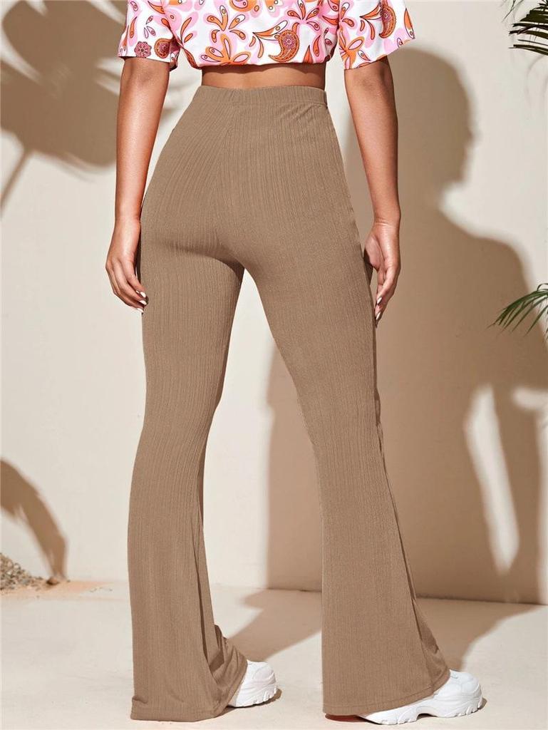 European & American Women's Casual Knitted Flared High Waist Yoga Pants