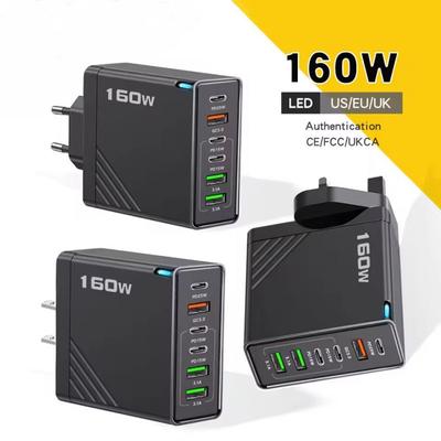 160W mitme pordiga USB Type C laadija kiirlaadimine telefonilaadija adapter iPhone'ile, Samsungile, Xiaomile, Huaweile EU/US pistik seinalaadija