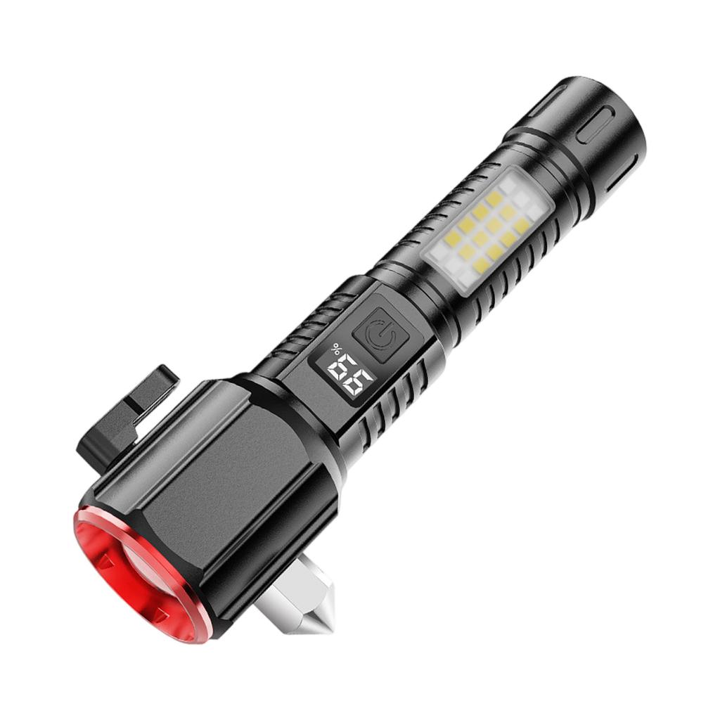 Багатофункціональний аварійний молоток з ліхтариком, розбивачем скла та різаком, USB-перезаряджуваний інструмент безпеки для автомобіля