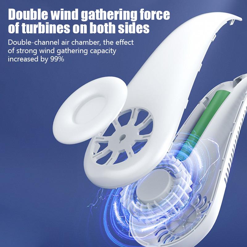Bladeless Hanging Neck Fan Handfree 3 Speeds USB Mini Portable Fan Summer Travel Outdoor Sports Fan Portable Charging Head Fan