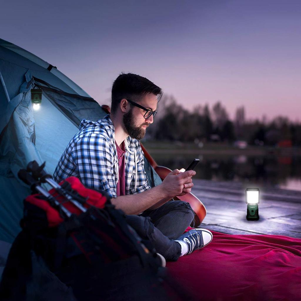 Lepro LED-Laterne, batteriebetrieben mit AA-Batterien, für Solo-Camping. [Ultra-kompakt, Hohe Helligkeit, Umschaltbar zwischen Tageslicht und Warmweiß, 4 Beleuchtungsmodi]