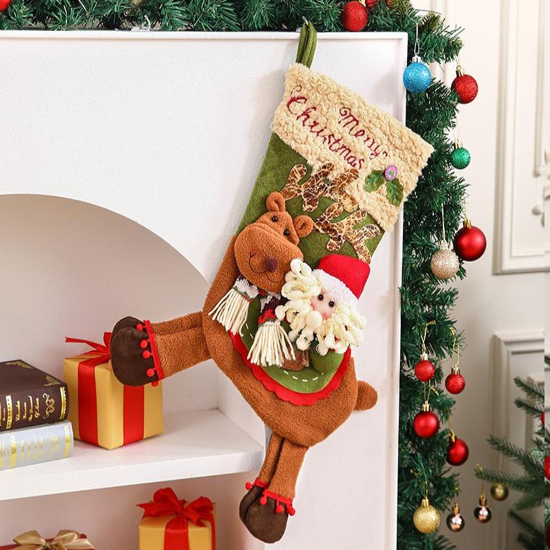 Weihnachtssocken-Geschenktüte Kinder-Kindergarten-Weihnachtsgeschenk Ältere Schneemann Süßigkeitenapfel-Tasche Dekoration Flanell PU-Material