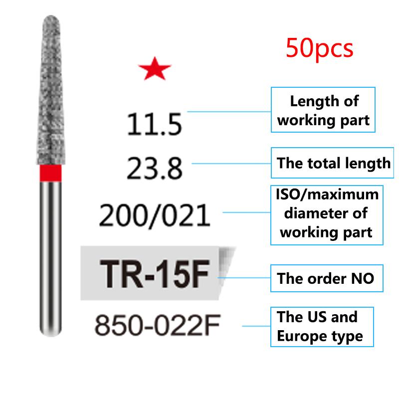 50Pcs Dental Diamond Burs Drill FG 1 6Mm For High Speed Handpiece Denspay Polishing Whitening Lab Material