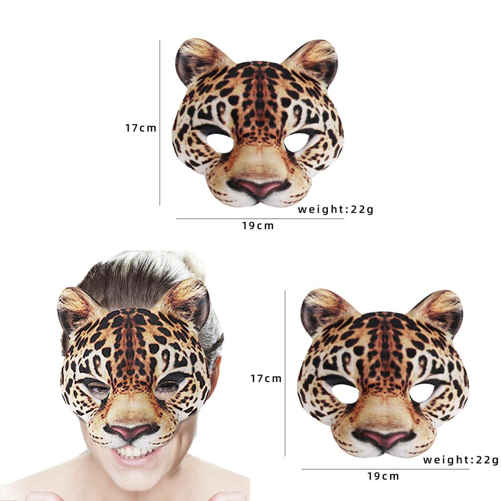 Halloween Cheetah Face Mask Eva Material For Costume Party And Diy Decor