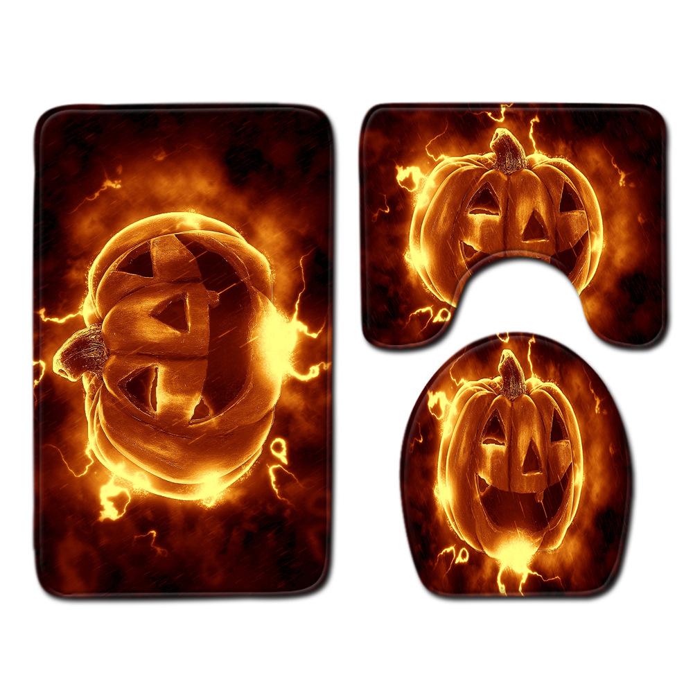 

Halloween Toilet Three-Piece Floor Mat Bathroom Three-Piece Carpet Doormat 45cmx75cm